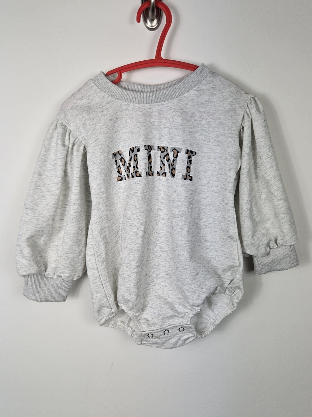 Mini Leopard Print Bodysuit 100 (3T) Gray Long Sleeve Sleeve Baby Toddler Romper